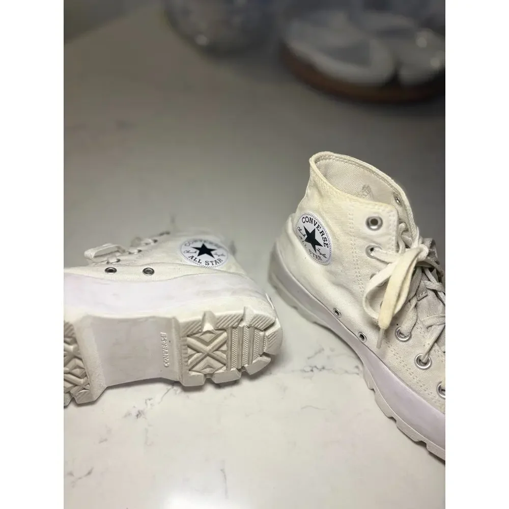 Converse Chuck Taylor All Star Lugged High Top Sneakers White Canvas Platform 8